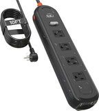 Outdoor Waterproof Power Strip IPX6 with 10 ft Extension Cord 4 AC and 3 USB Ports