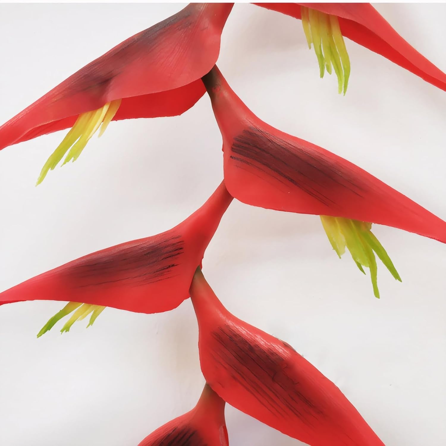 35" Artificial Heliconia 2Pcs Red Faux Bird Of Paradise Fake Tropical Flowers For Vase Bouquets Home Office Wedding Decor(Black Red)