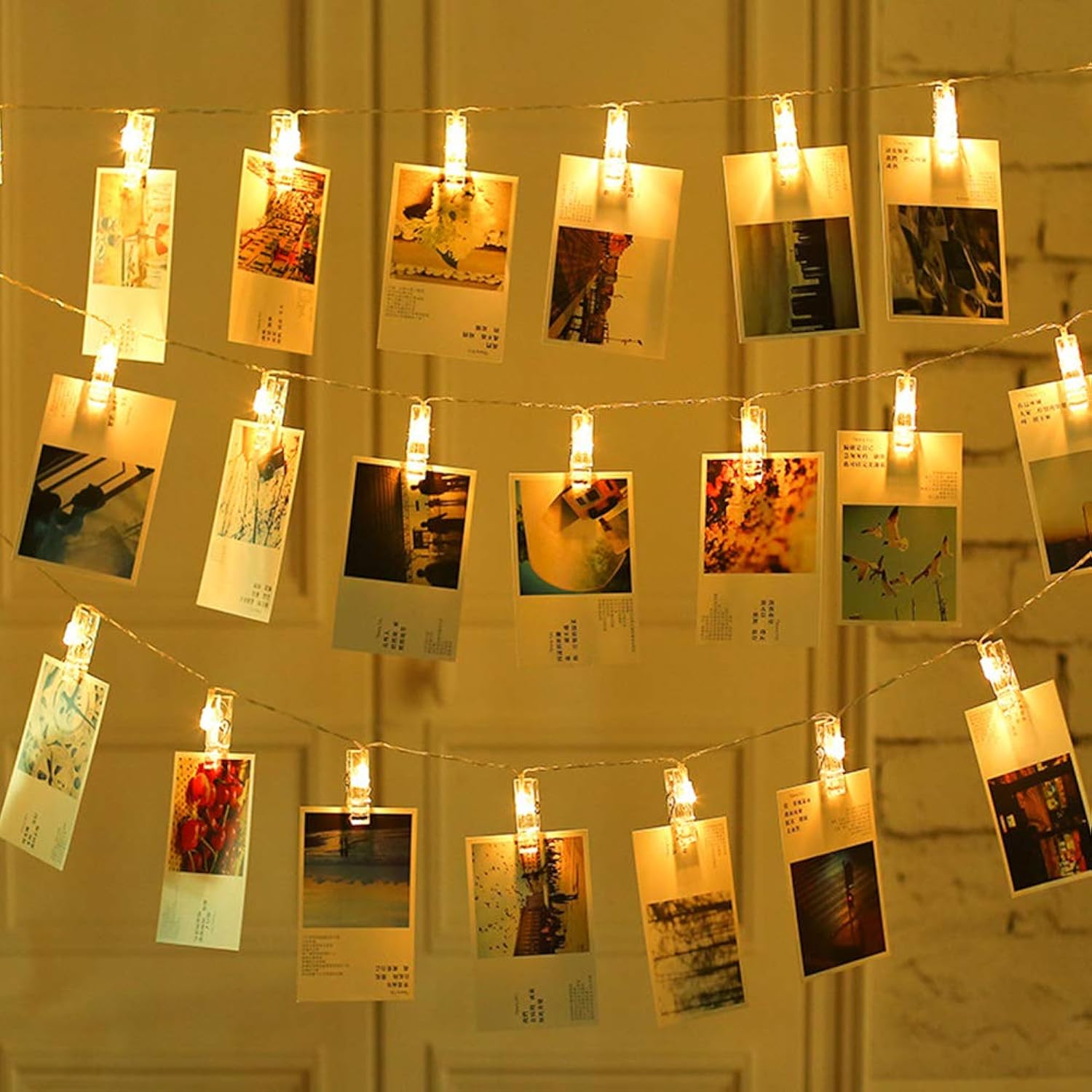 Photo Clips String Lights, 9.8Ft 20 Led Fairy Lights With Clips Battery Operated Warm White For Pictures Dorm Bedroom Wa