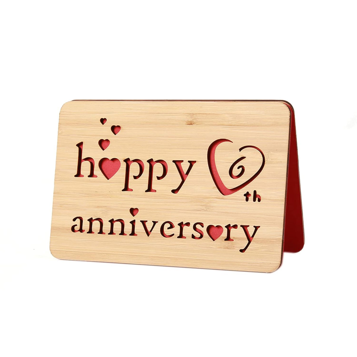 Wooden 6Th Anniversary Card,Handmade 6 Years Wedding Anniversary Greeting Cards,6Th Iron Anniversary Card For Her,Him,Husband,Wife