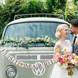 Just Married Banner Car Decorations, Gold Glitter Just Married Sign Garland For Bridal Shower Decorations, Photo Props And Car Decorations