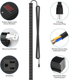 24-Outlet Heavy Duty Metal Power Strip with 10FT Extension Cord and Wall Mount