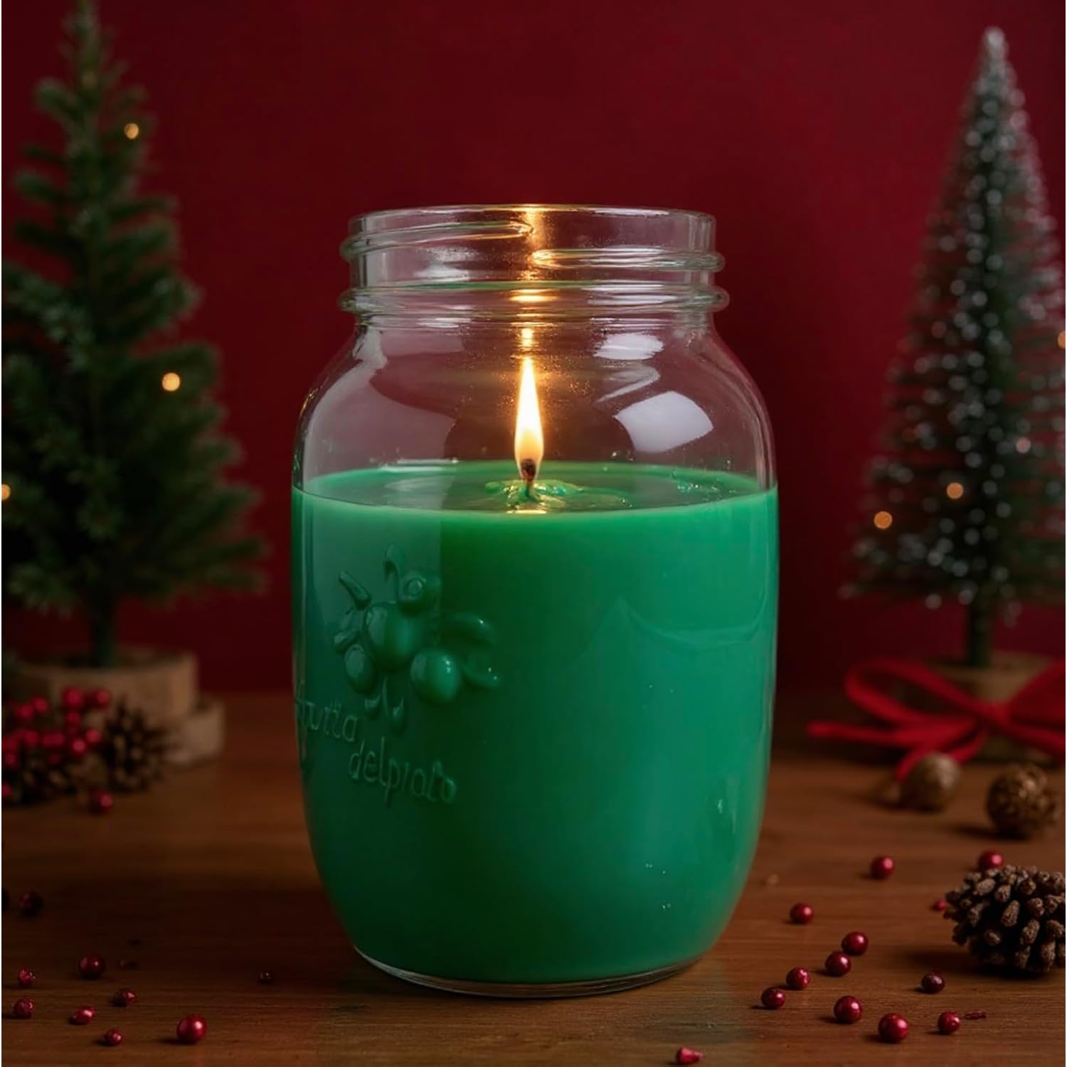 - Pine Balsam Mistletoe Scented 24 Oz. Mason Jar Candle - Perfect Holiday Season Gift Soy Wax Hand Poured In California