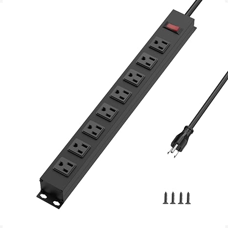 8 Outlet Metal Power Strip Surge Protector with 6 ft Cord and 1200 Joules