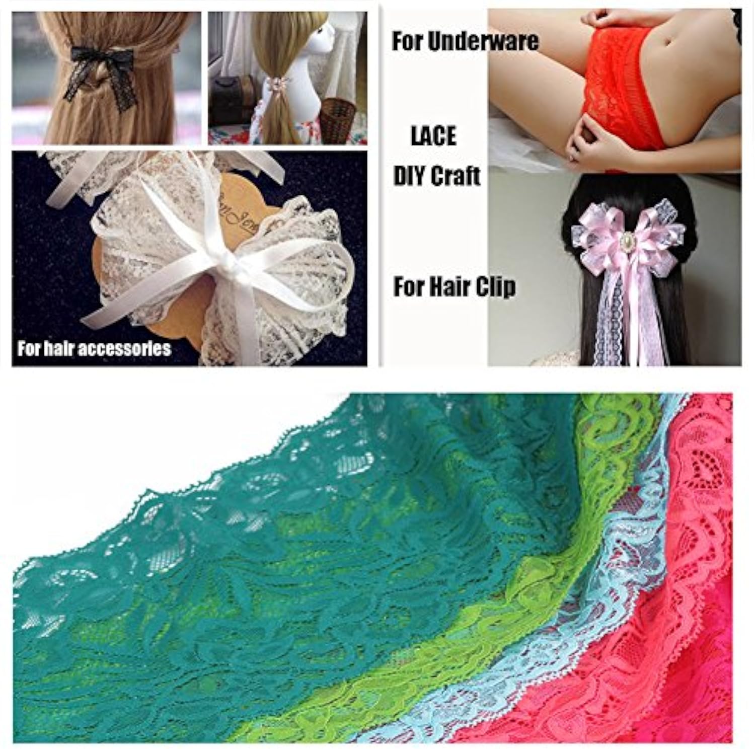 5 Yards Floral Lace Ribbon Stretch Tulle Lace Trim Elastic Webbing Fab