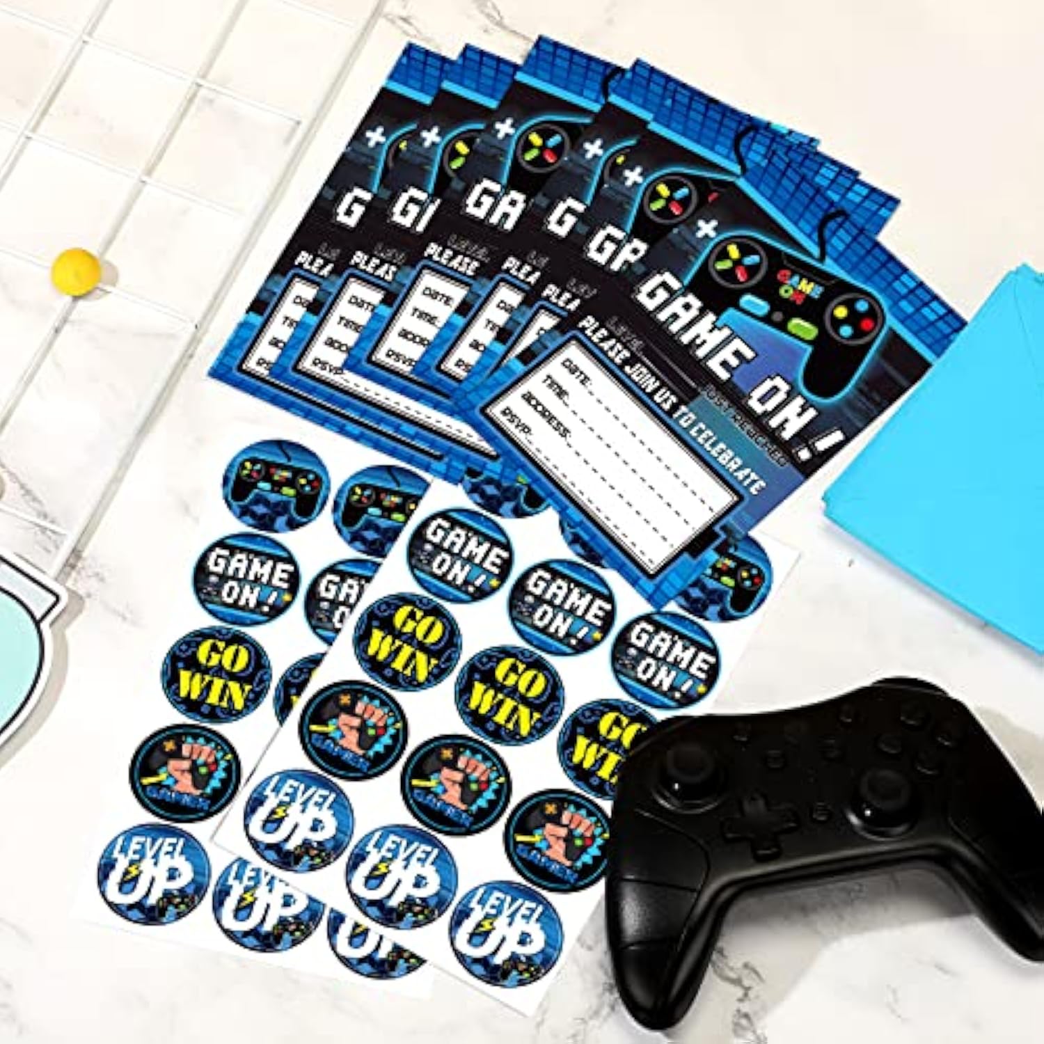 24 Pcs Video Game Invitations Fill-In Gamer Invitations With Envelopes Gaming Party Cards Decorations Double-Sided Printed Video Party Supplies For Boys Kids Birthday Decor(Classic Style)