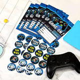 24 Pcs Video Game Invitations Fill-In Gamer Invitations With Envelopes Gaming Party Cards Decorations Double-Sided Printed Video Party Supplies For Boys Kids Birthday Decor(Classic Style)