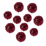 10pcs Burgundy Paper Pom Poms 8'' 10'' Tissue Paper Flowers Party Flowers