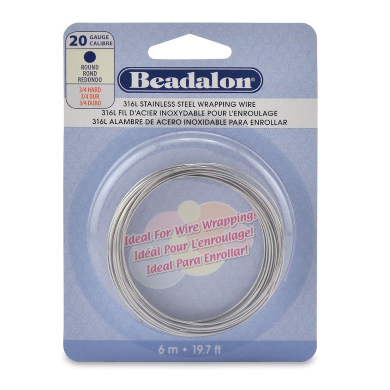 Round Wire 316L Stainless Steel 20 Gauge, 6-Meter