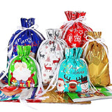 Holiday Drawstring Gift Bags, 30Pcs Christmas Foil Gift Wrapping Sacks Pouches For Xmas Presents Party Favor (Large Medium Small)