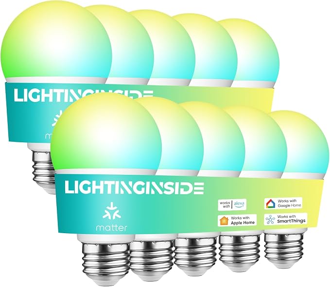 Matter Smart Light Bulbs RGBCW Color Changing LED Bulb Smart Home Lighting