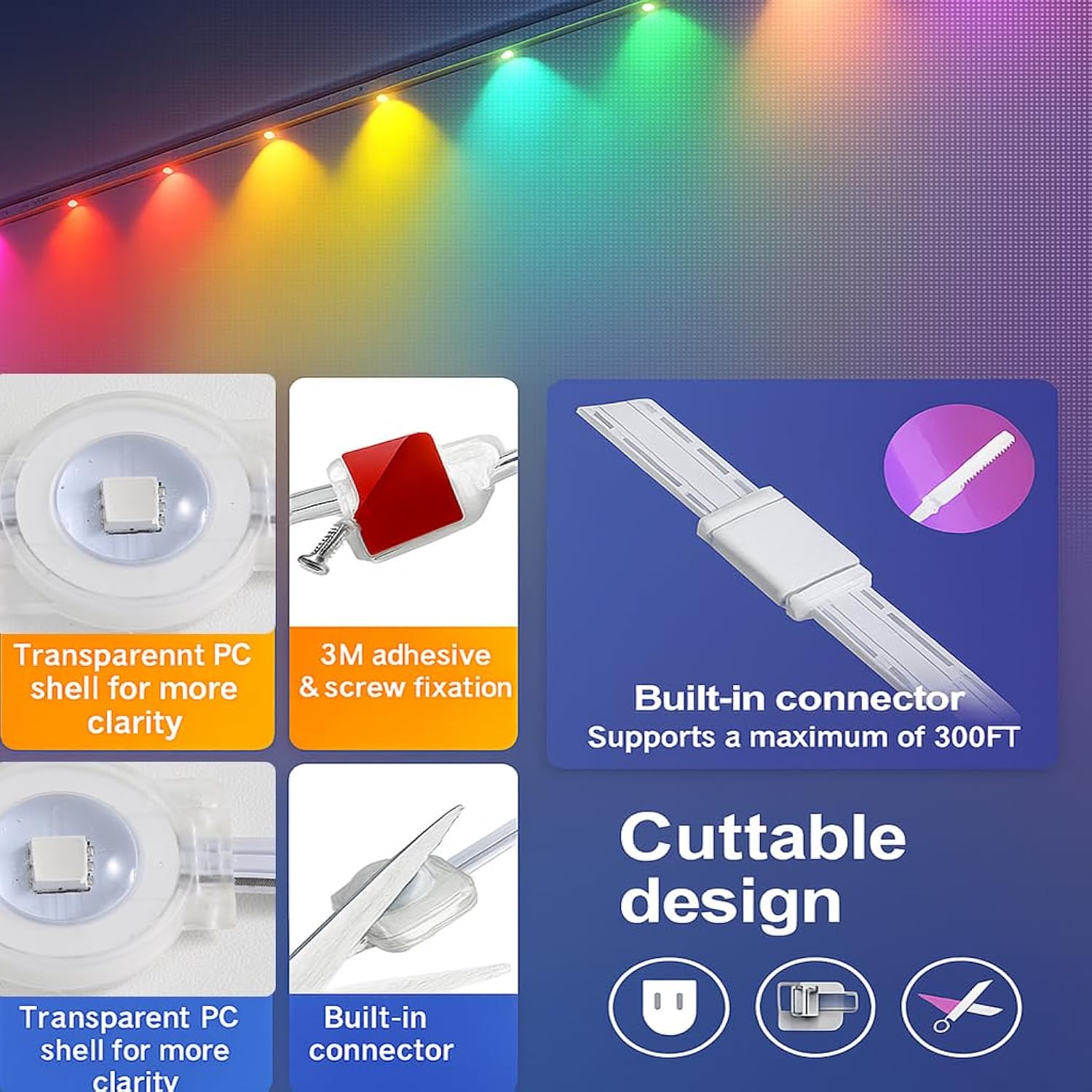 Permanent Outdoor Lights, Rgb Eave Lights With App Control Remote, Ip67 Waterproof Led String Lights For Christmas, Hall