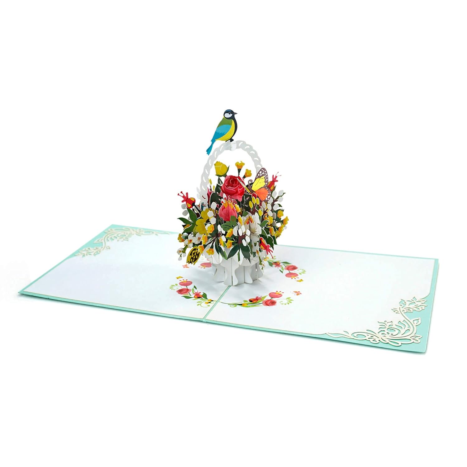 3D Bird And Flower Basket Pop Up Greeting Card For Birthday, Just Because, Thinking Of You, Retirement, Get Well, Congratulations, Cards Mother'S Day, Teacher'S Father'S Any Occasions, F18