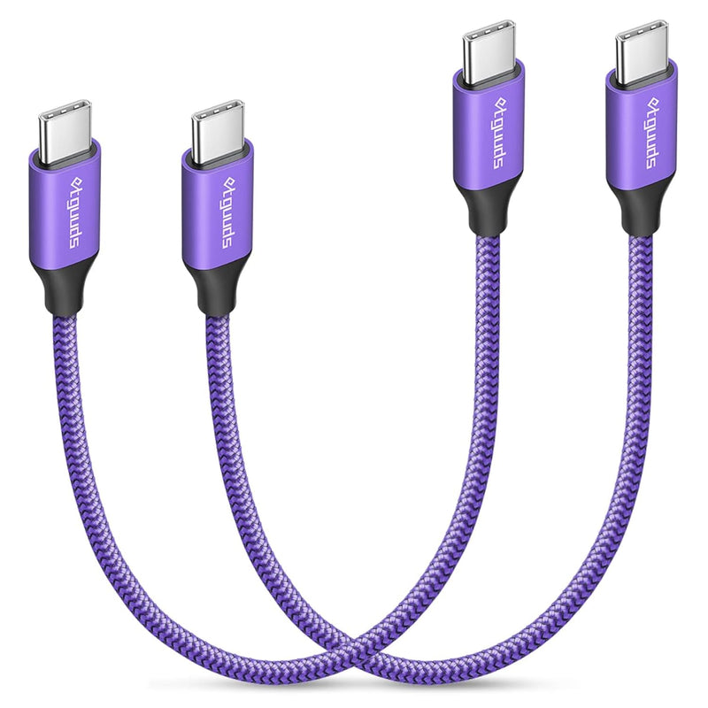 Purple Short Usb C To Usb C Cable [1Ft, 2-Pack], 60W/3A Fast Charging Type C T