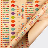 Birthday Wrapping Paper For Boys Girls Women Men,20 Sheets Gift Wrapping Paper With “Happy Birthday” Balloons, Colorful Stripes - Holiday Gift Wrap 27.5×19.7 Inches.