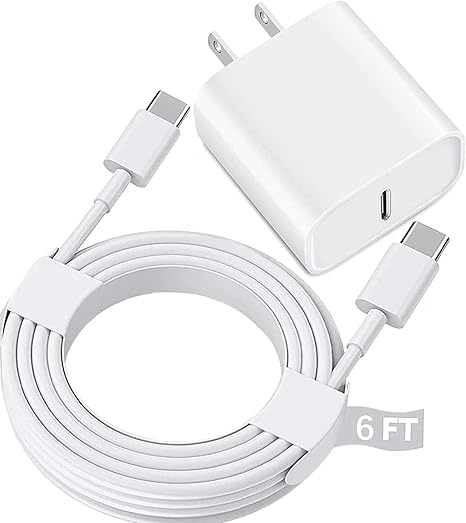20W USB C Fast Charger with 6FT USB C Cable for iPad Pro iPad Air iPad Mini iPhone 17 16 15 Fast Charging Adapter