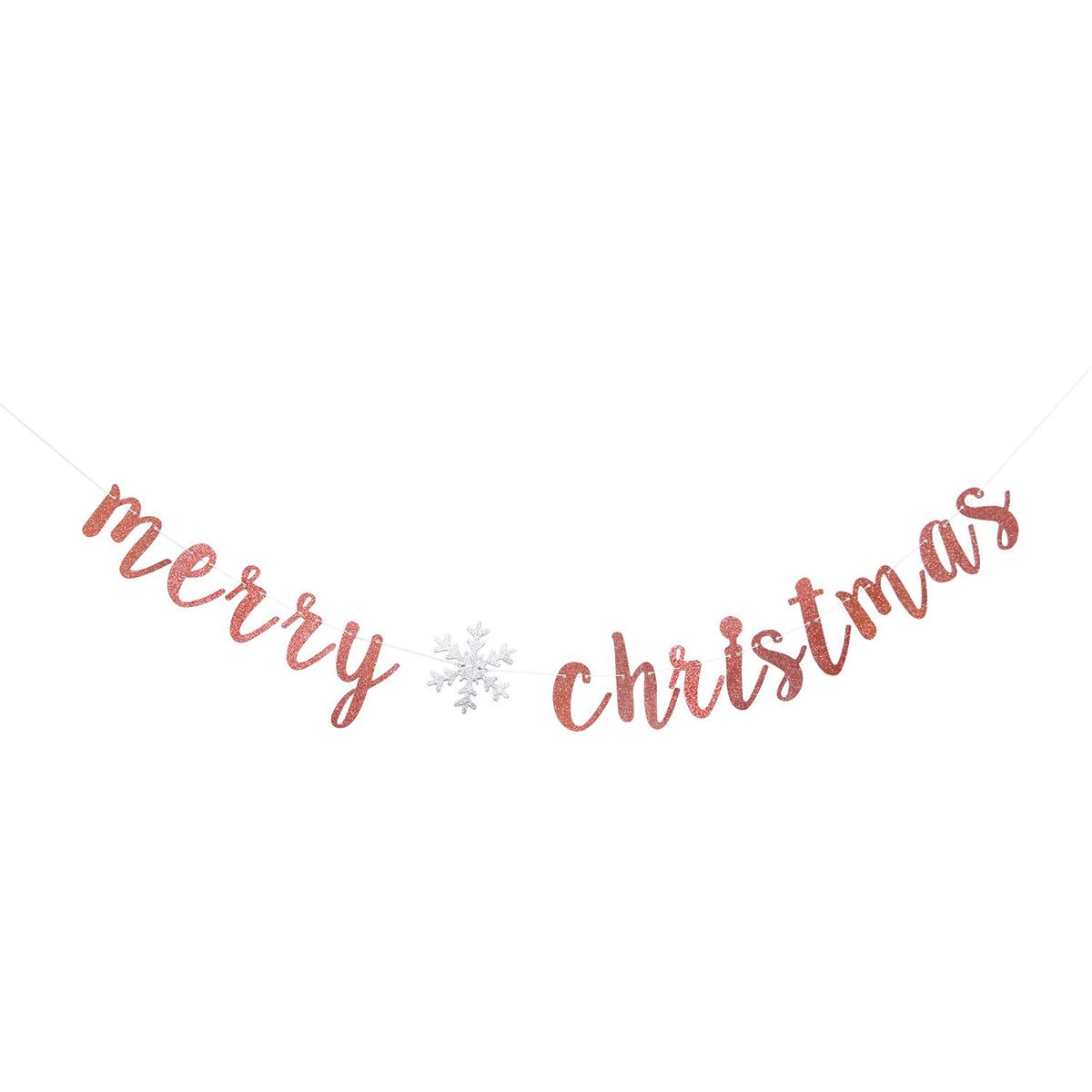 Rose Gold Glitter Merry Christmas Banner-Great For Christmas Party Decor- Holiday Home Mantle Fireplace Party Decorations