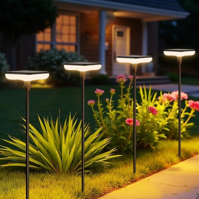 4 Pack 30 Inch Solar Garden Pathway Lights IP65 Waterproof Swaying Yard Lights