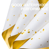 20 Sheets Flower Wrapping Paper - 22.4 X 22.4 Inch White And Sprinkle Gold Water-Resistant Floral Bouquet Wrapping Paper, Florist Supplies Packaging For Graduation Ceremony Gift Diy