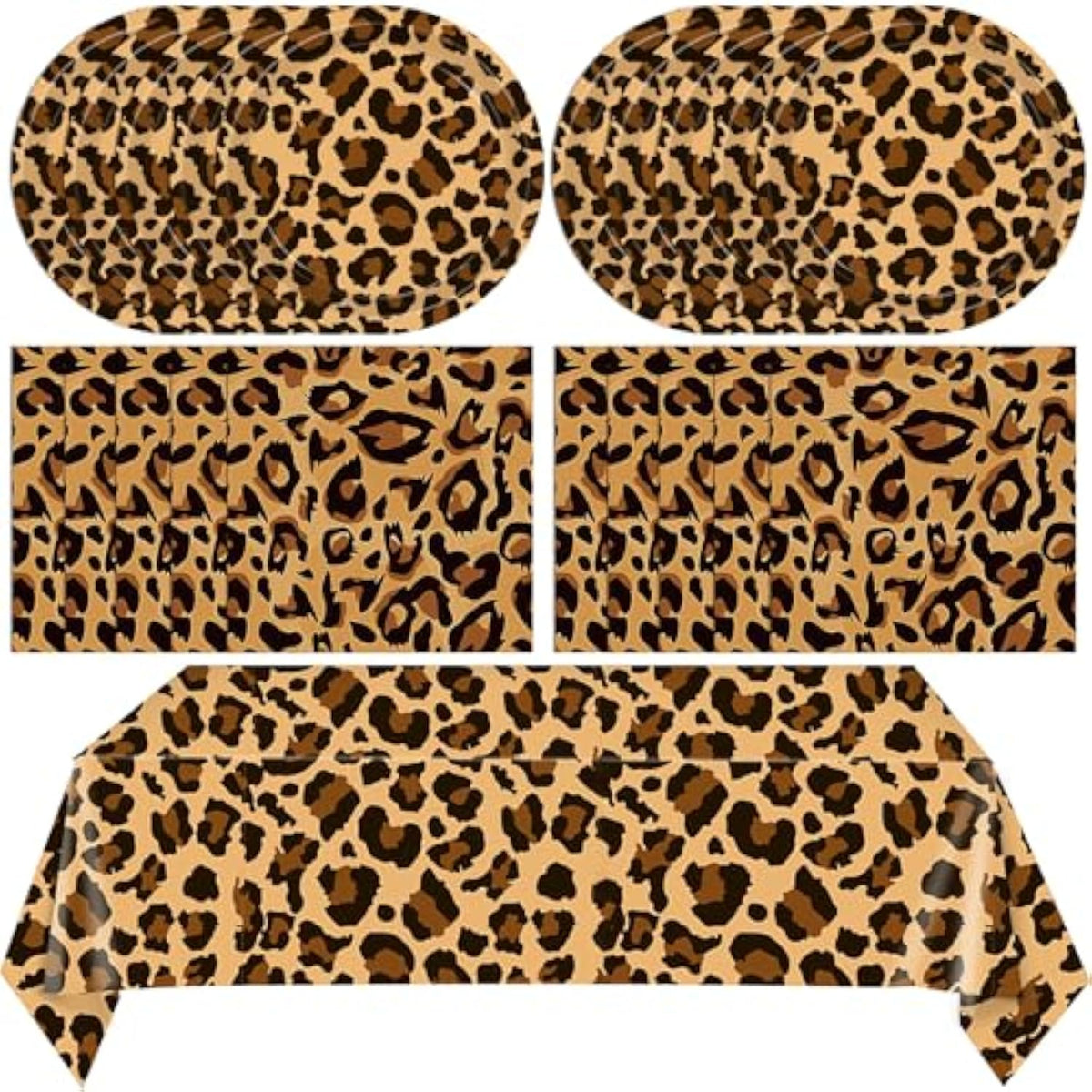 41Pcs Cheetah Print Party Decorations Leopard Animal Theme Tableware Include Dinner Dessert Plates,Napkin,Tablecloth?baby Shower Safari Animal Leopard Themed Birthday Party Decor Supplies | Serves 20