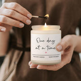 Get Well Gifts For Women Men, Thinking Of You Gift-One Day At A Time Lavender Scented Candle 7Oz, Inspirational Breast Cancer Care Present, Encouragement Sympathy Bereavement Christmas Gift