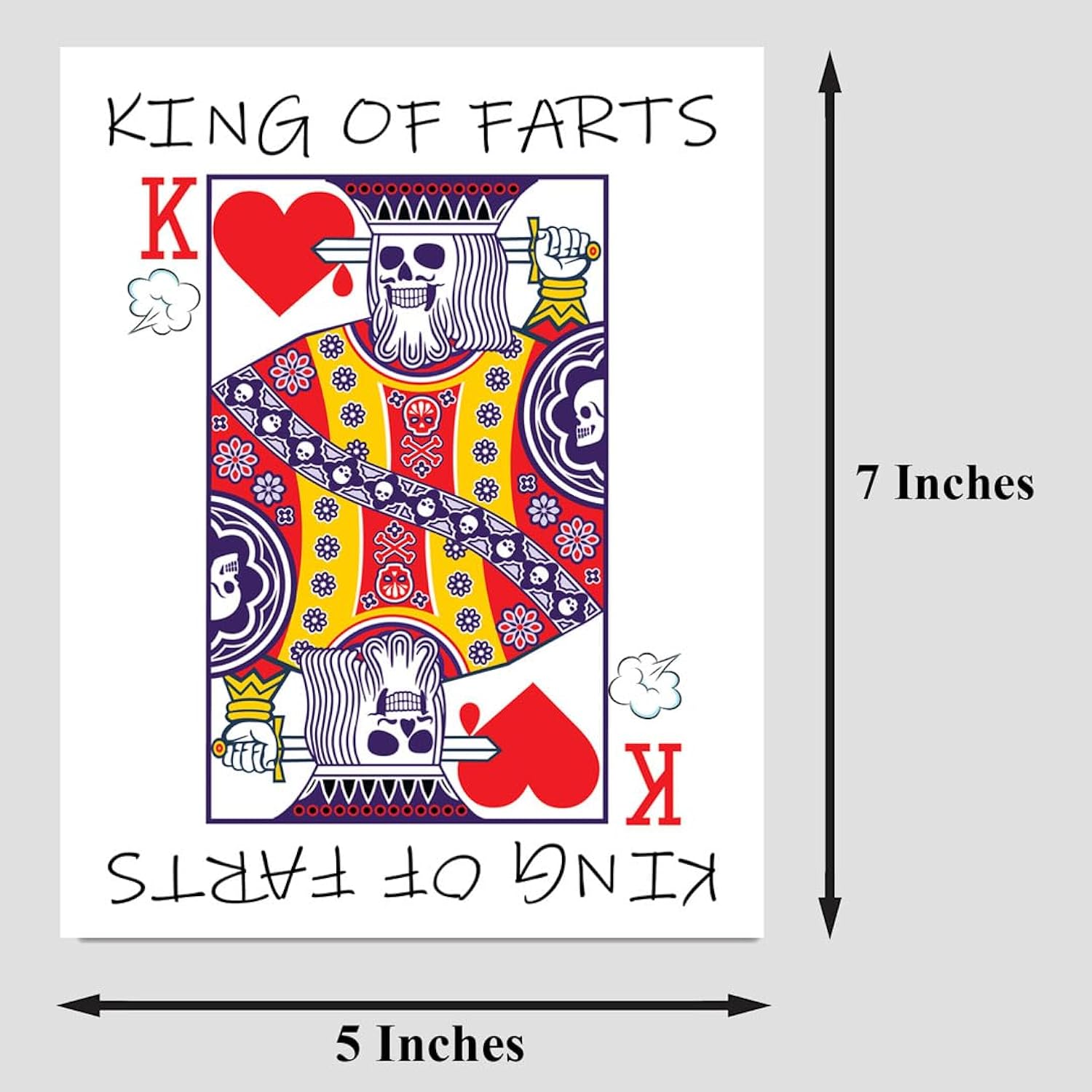 King Of Farts Card, Funny Birthday Card With Fart, Father'S Day Card, Card For Boyfriend, Men'S Valentines Day Card, Valentines Day Card For Dad - Set Of 1 (5X7)