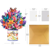 Butterfly Flower Bouquet Pop Up Card, Mother'S Day Flower Cards, Get Well Soon, Includes Envelope And Note Tag.