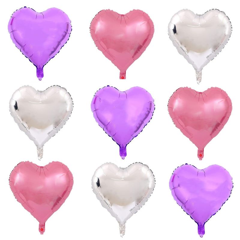 30 Pcs Heart Balloons 18" Foil Love Balloons Mylar Balloons Silver Hea