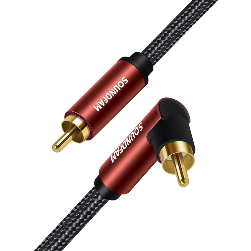 90 Degree Rca Subwoofer Cable 26Ft/8M Dual Shielded Digital Audio Coaxial Cabl