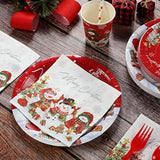 Christmas Snowman Party Supplies, Christmas Snowman Plates And Napkins Set, Disposable Paper Plates Napkins Cups Knives Spoons Forks For Merry Christmas Winter Holiday Party Decorations, Serve 25
