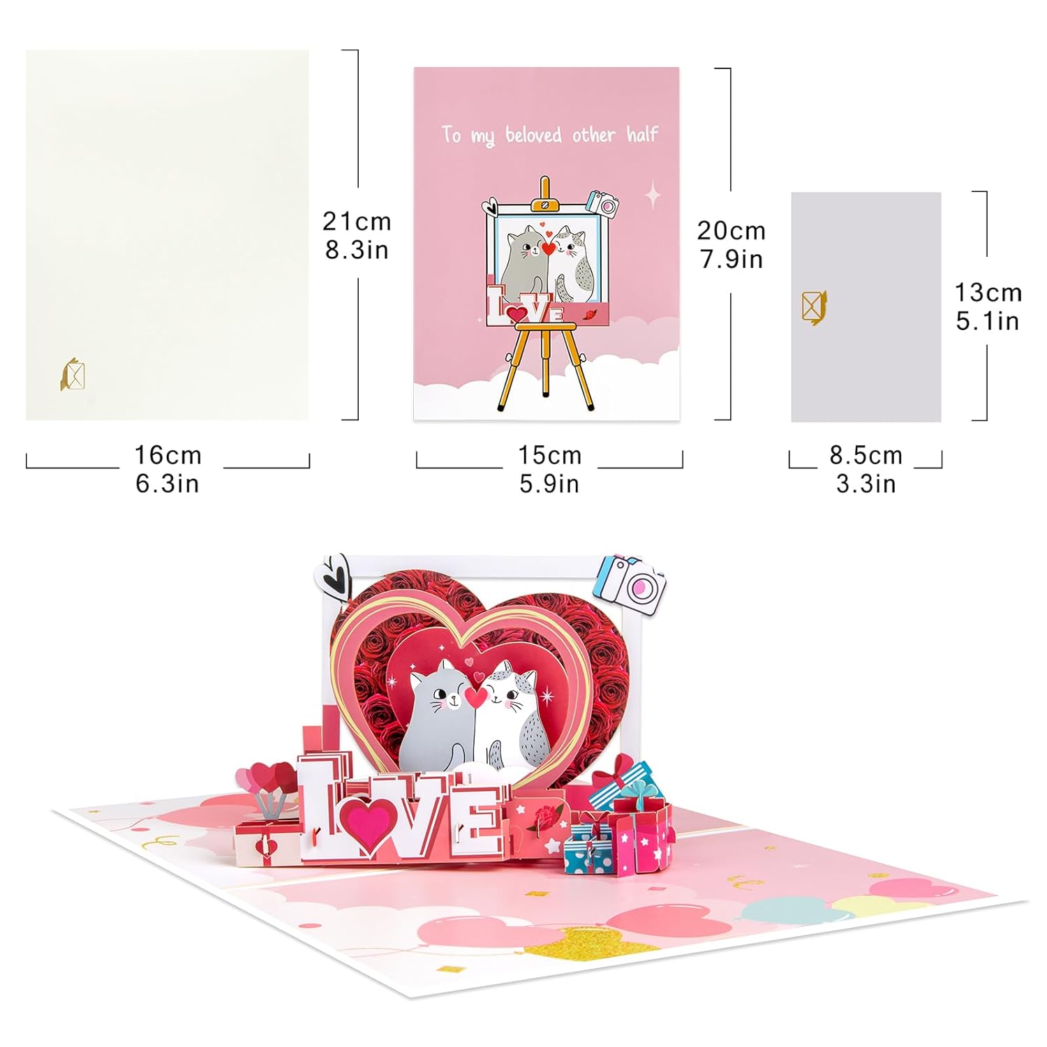 Love Frame Cat Pop Up Greeting Cards With Blank Note Card & Envelope, Ideal Gift For Celebrating Love, Holiday, Birthday, Anniversary, Valentine'S Day, Wedding, Engagement, Bridal Shower