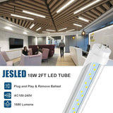 4 Pack 2FT T8 LED Tube Lights 12W 1680LM 6000K Dual End Ballast Bypass F20T12 Replacement