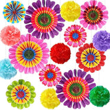 21 Pcs Spring Flower Hanging Paper Fans Flower Paper Fans Classroom Decorations Springtime Summer Tissue Pom Poms For Ceiling Wedding Birthday Party Supply Classroom Decor(Spring Flower)