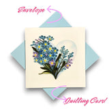 Quilling Greeting Card Handmade Forget-Me-Not Floral Design Heart Detail Romantic Gift For Her Birthday Anniversary Valentine’S Day Special Occasion Keepsake Unique Love Paper Art