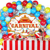 Circus Carnival Party Decoration Including Circus Confetti Balloons Kit Carnival Photography Backdrop Banner Party Tablecloths For Kids Boys Girls Birthday Decorations Supplies