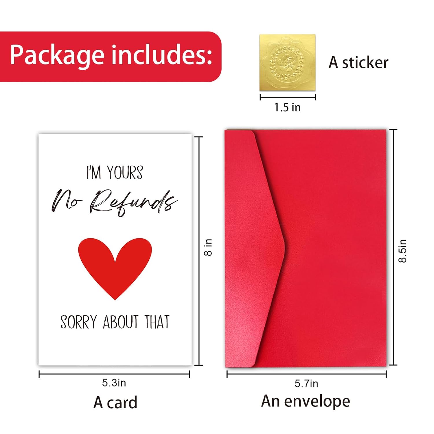 Funny Valentines Day Card For Him Her Husband Wife Dad Mom, Lovely Valentines Day Card From Spouse Daughter Son Kids (I'M Yours No Refunds)