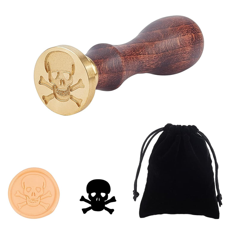 Skeleton Skull Crossbones Wax Seal Stamp With Wooden Handle Vintage Retro Seal