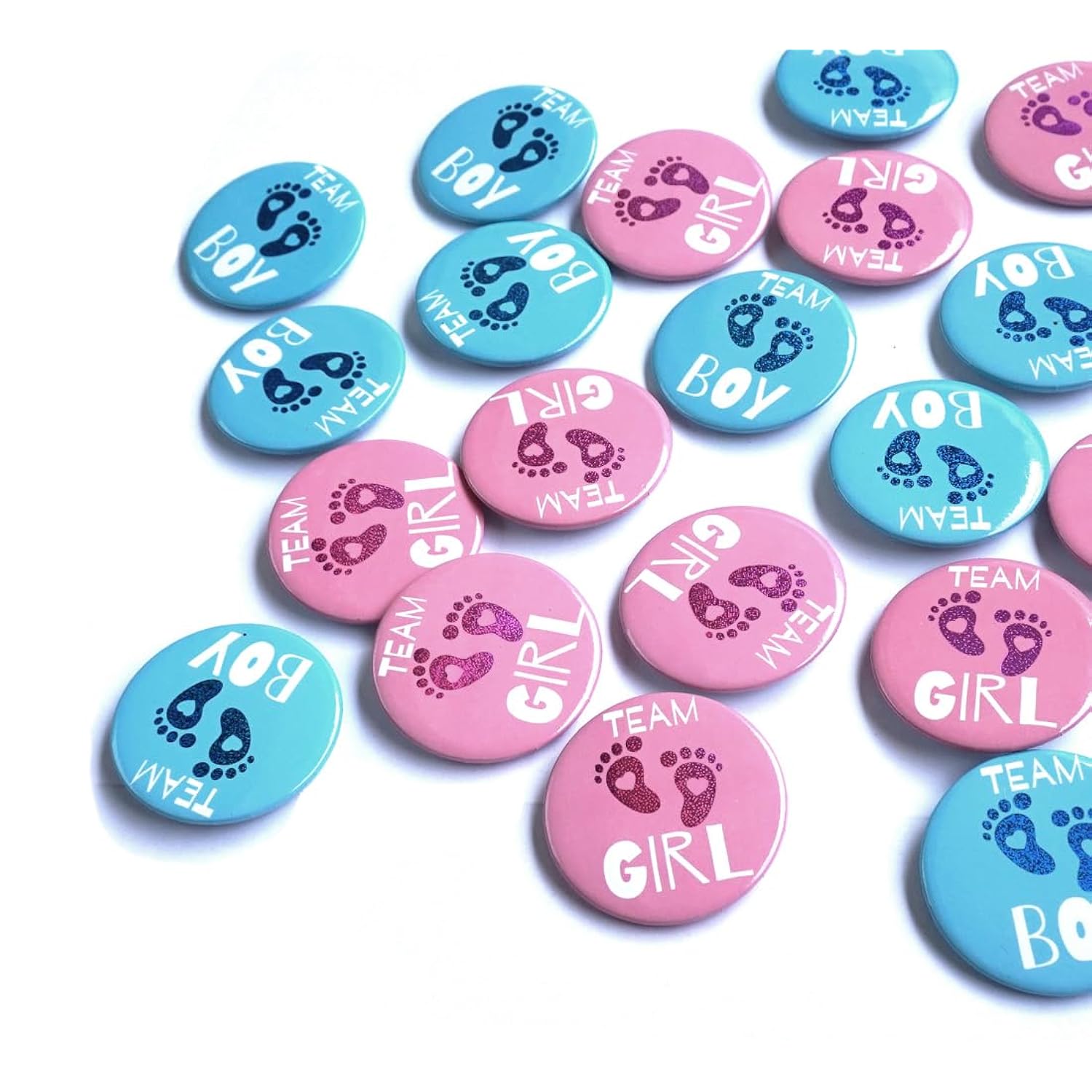 50 Pcs Gender Reveal Badges Button Pins Team Boy Team Girl Button Pins Gender Reveal Party Decorations