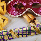 Mardi Gras Fabric Ribbons 10 Yards, Green Purple Glitter Plaid Burlap