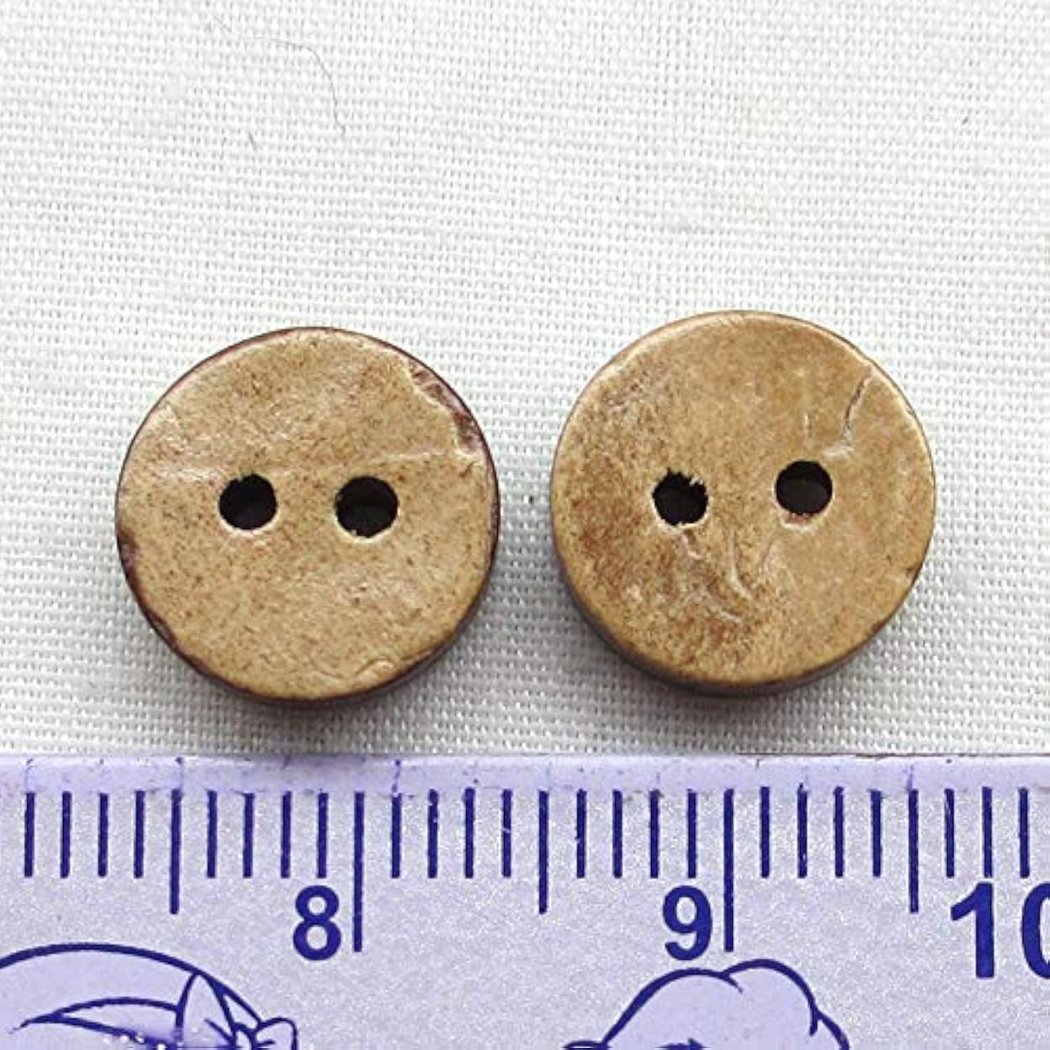 100Pcs 3/8"(10Mm) Brown Natural Coconut Coco Button 2 Holes Craft Clot