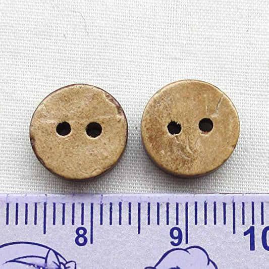 100Pcs 3/8"(10Mm) Brown Natural Coconut Coco Button 2 Holes Craft Clot