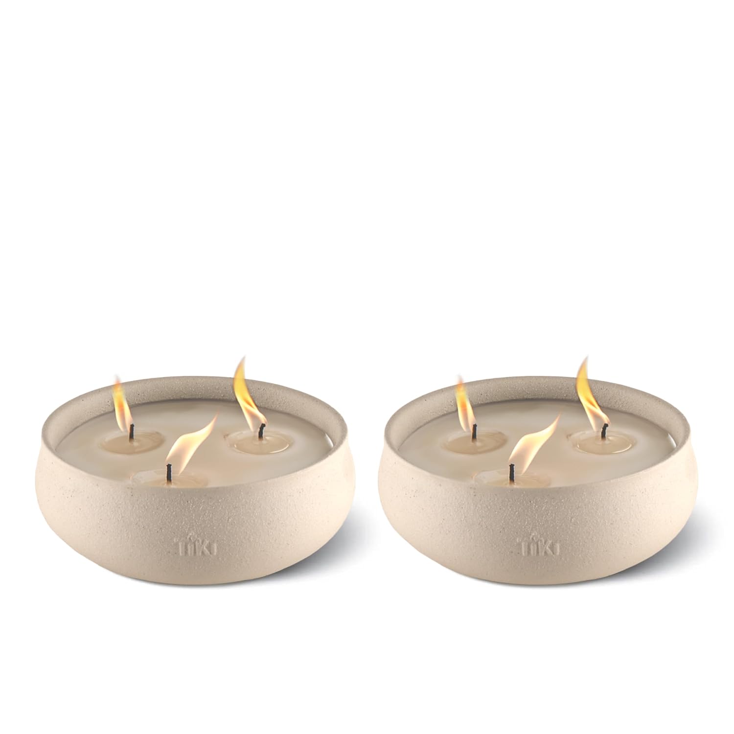 Citronella Candle 2-Pack – 7-Inch White Wax Bowl With Concrete Finish – Outdoor Decorative Candles For Patio, Deck, Garden, Backyard & Camping