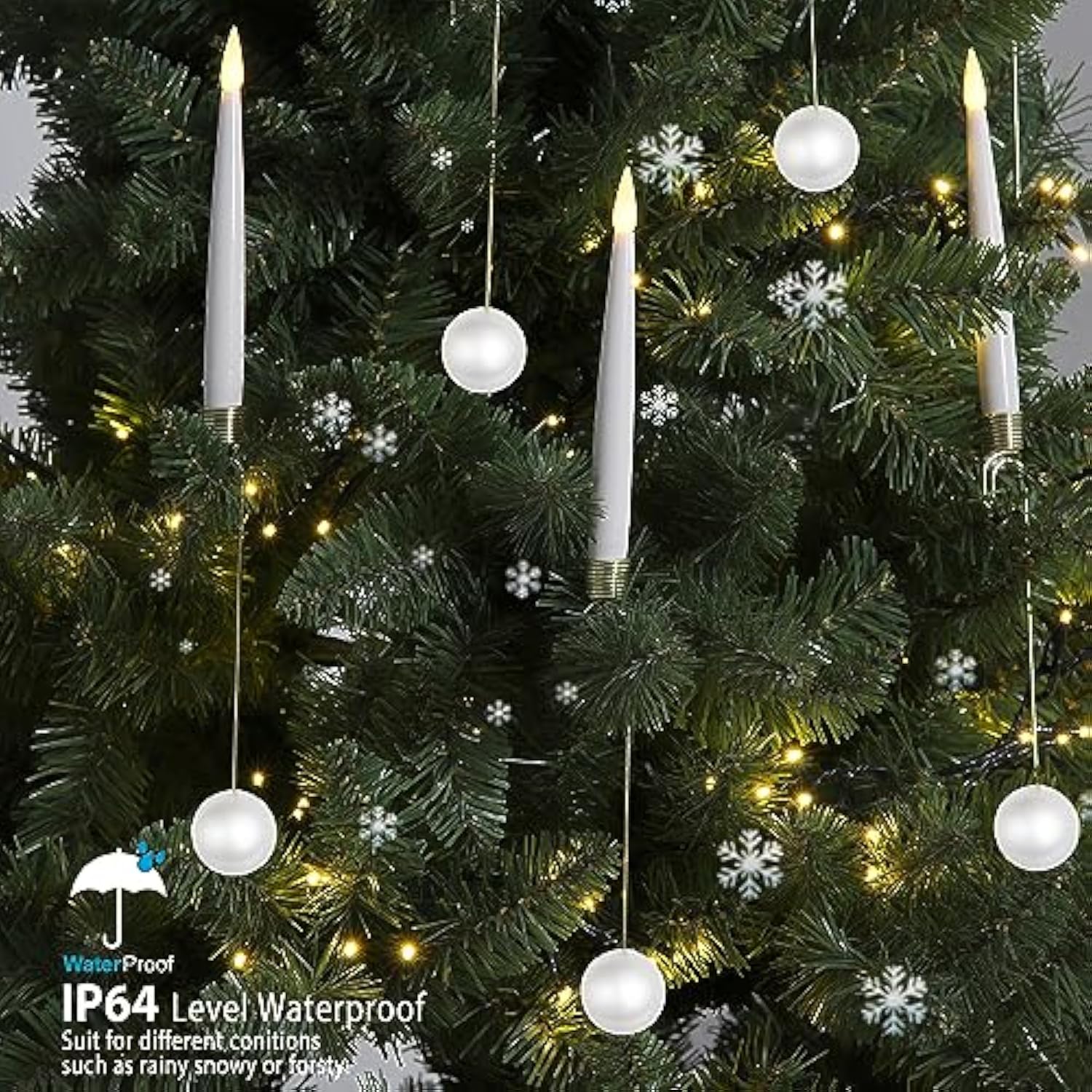 Christmas Tree Led Candles, 10 Pack Battery Operated With Remote, Fake Candles For Xmas Wedding Decor With Pearl Ball Hook