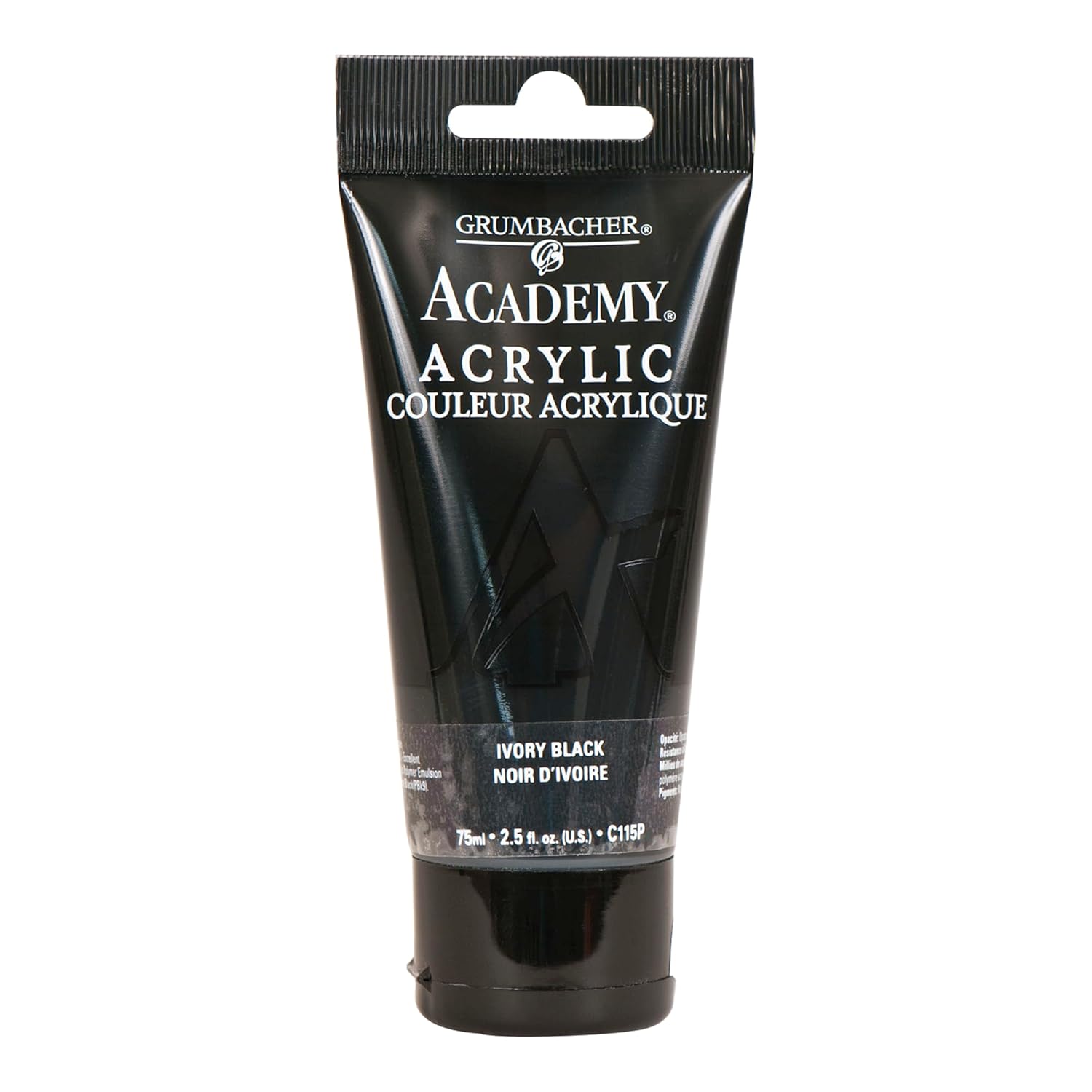 Grumbacher Academy Acrylic Paint, Gloss, 75ml/2.5 Ounce Plastic Tube, Ivory Black (C115P)