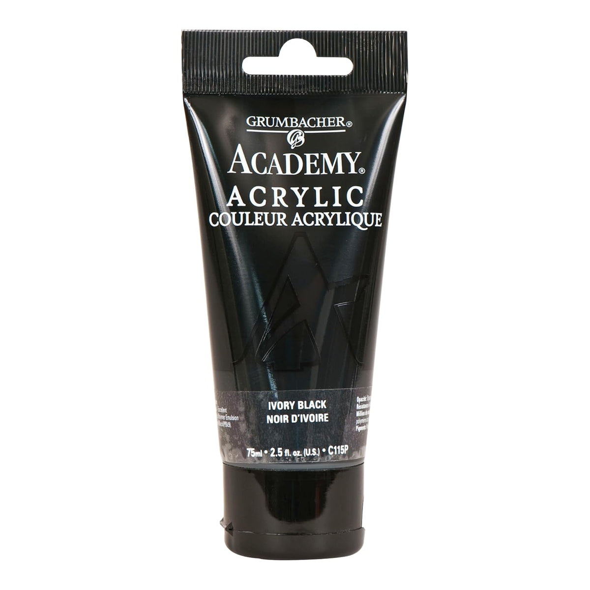 Grumbacher Academy Acrylic Paint, Gloss, 75ml/2.5 Ounce Plastic Tube, Ivory Black (C115P)