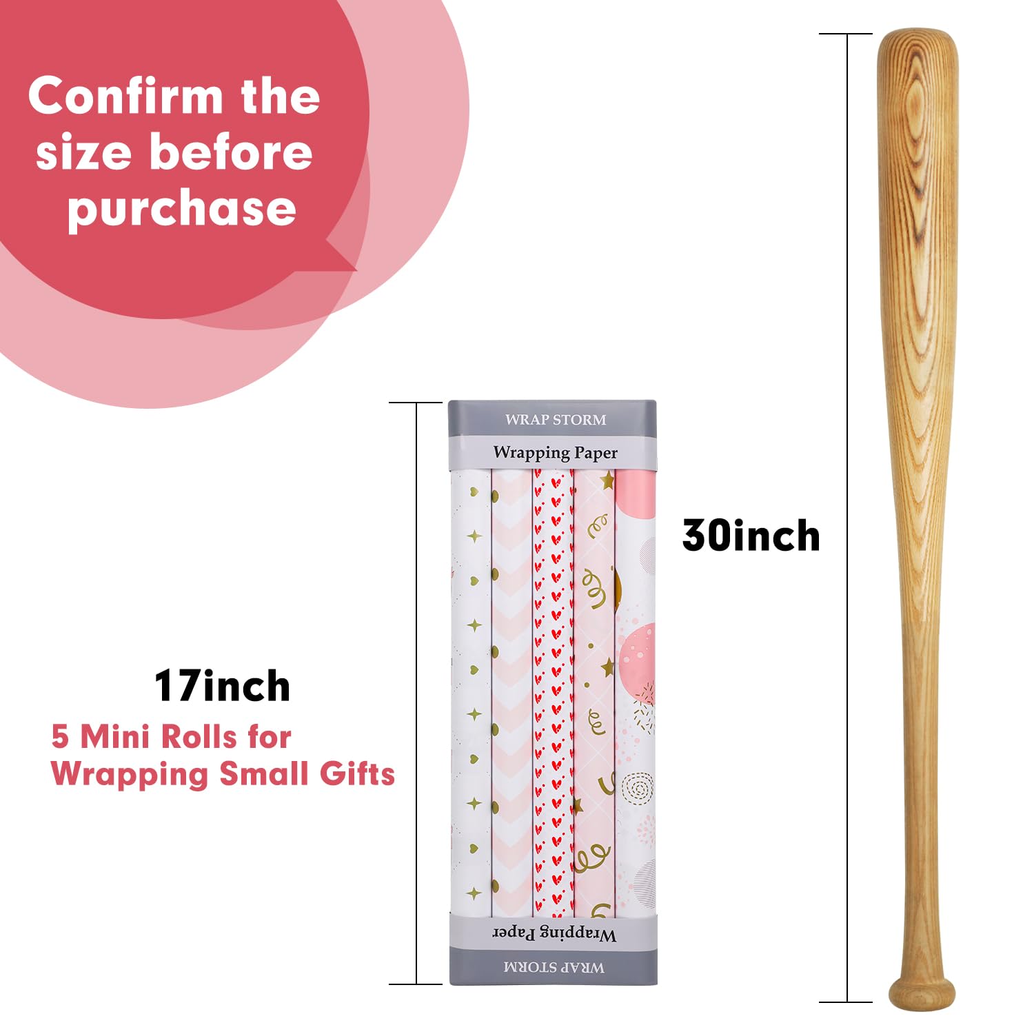 Premium Pink Girly Gift Wrapping Paper Set Of 5 Mini Rolls (17" X 120") - Cute & Girly Wrap For Women, Girls, And Wife, Perfect For Princess Party And Happy Birthday