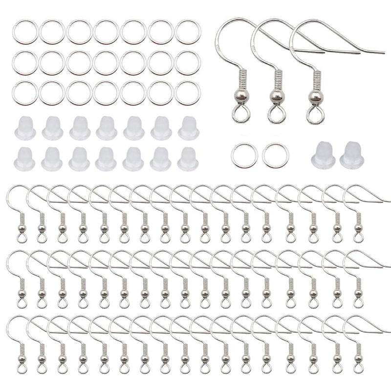 100Pcs/50Pairs 925 Sterling Silver Earring Hooks,Ear Wires Fish Hooks,300Pcs H