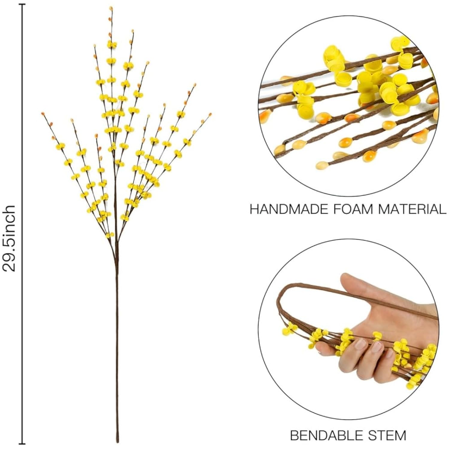 8 Pcs 29.5“ Long Artificial Jasmine Flowers Tall Fake Flower Bouquet Faux Jasmine Plants Dry Branches For Wedding Home Party Office Party Diy Decor (Yellow), -100882