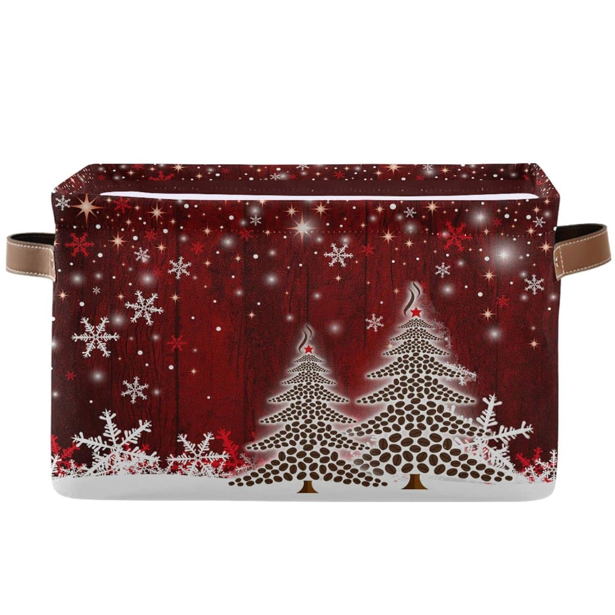 Christmas Tree Red Storage Basket Fabric Laundry Baskets Winter Snowflake Snowman Xmas Storage Boxes Organizer Bag For Baby Cloth Dog Toy Book Storage Cubes Shelf Closet Bins 16×12×8 Inches