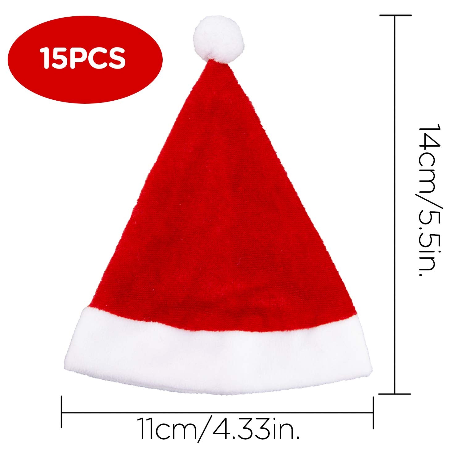 15Pcs Mini Santa Hats Tiny Christmas Hats Table Decoration For Cup Bottles Covers, Silverware Holders, Candy Socks (5.5 X 4.3 Inches)